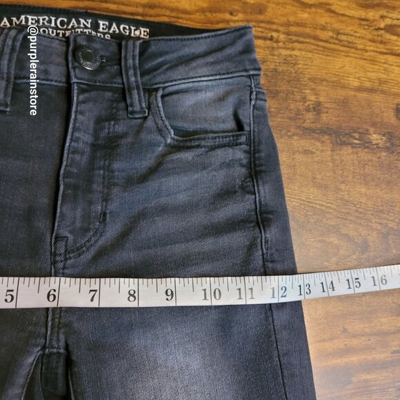 American Eagle Jeans 00 S Jegging Crop Hi Rise Next Level Stretch Fringe Hem - Picture 9 of 14